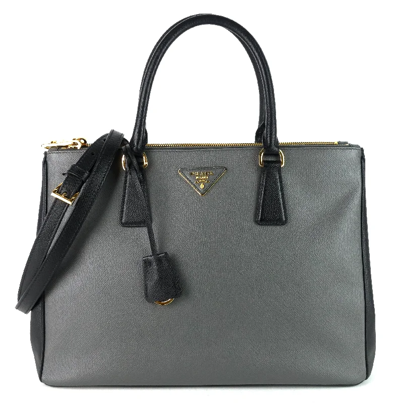 Double Zip Lux Medium Saffiano Leather Tote Bag