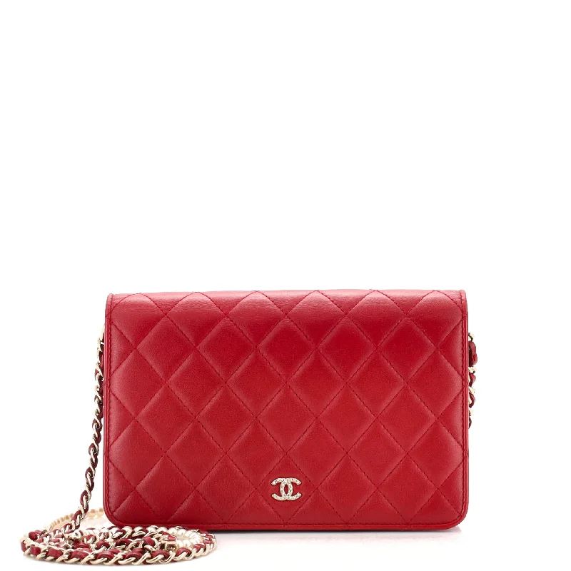 Pearl Strap Wallet on Chain Quilted Lambskin