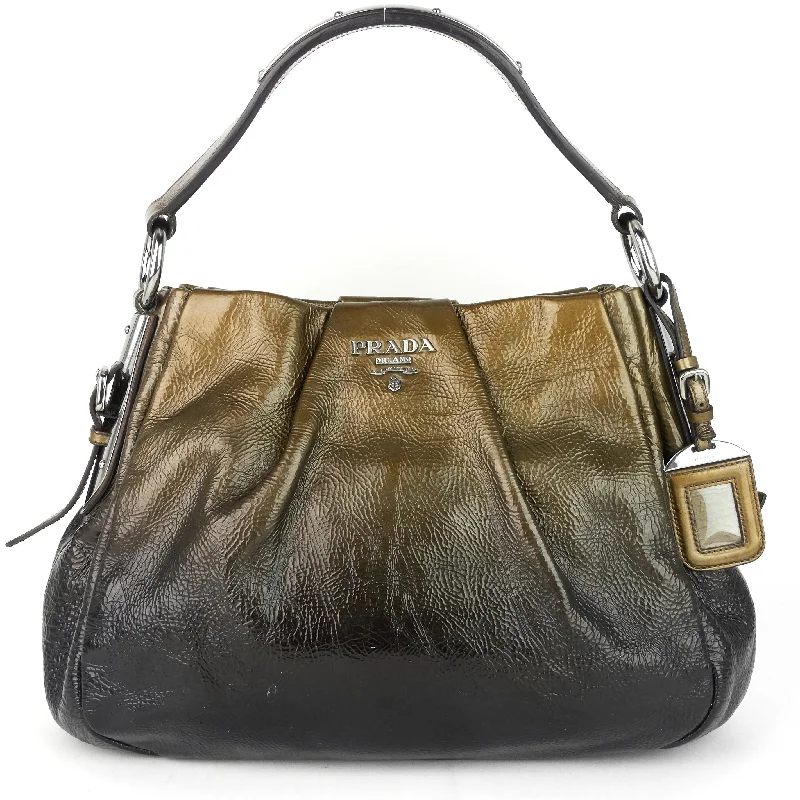 Ombre Pleated Patent Leather Bag