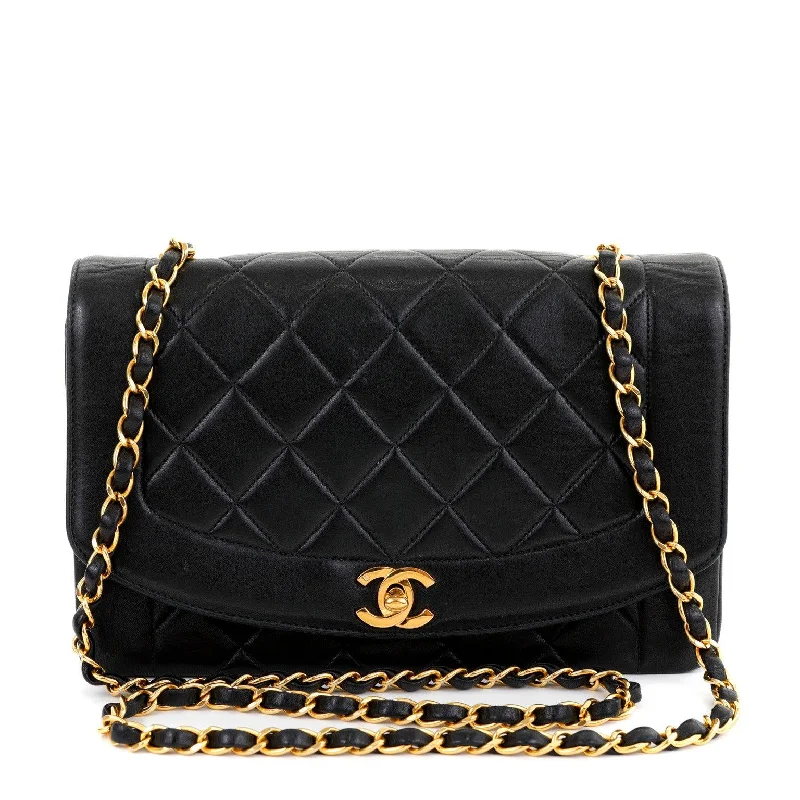 Chanel bags perfect for everyday elegChanel Black Lambskin Real Princess Diana Classic Medium with Gold Hardware