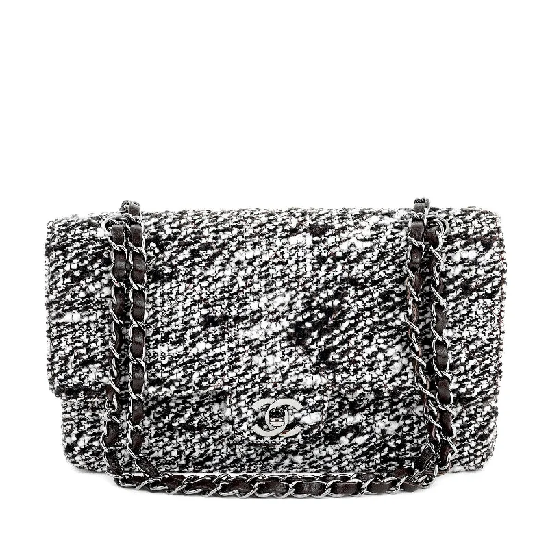 Chanel bags for a polished and professional appearanceChanel Coffee Tweed Runway Medium Classic w/ Silver Hardware