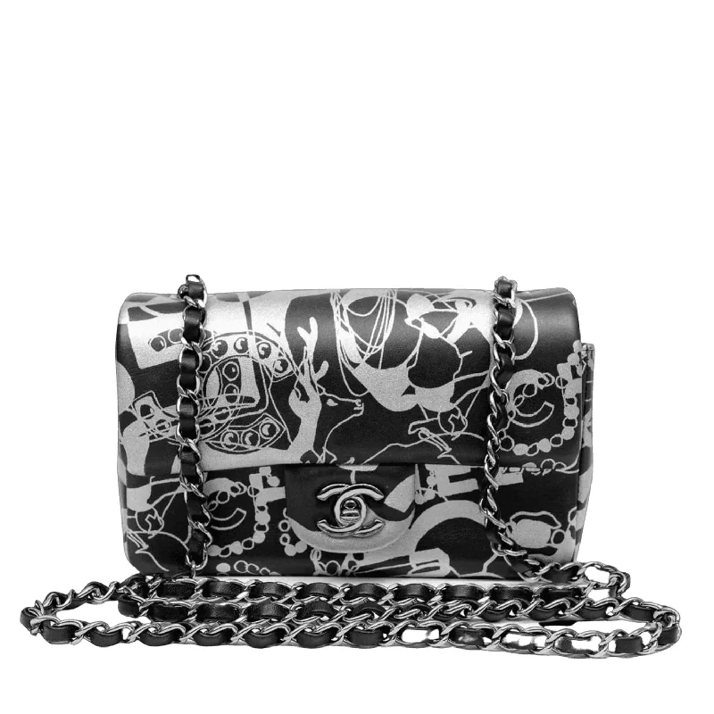 Chanel bags with exclusive seasonal releasesChanel Black and Silver Lambskin Limited Edition Mini Classic