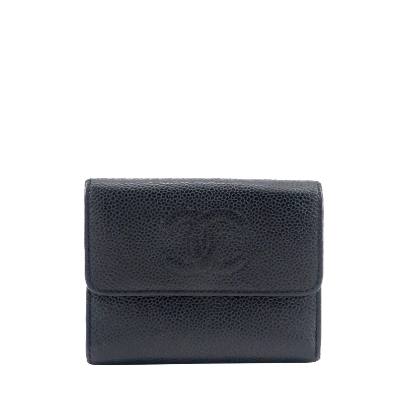 CC Timeless Trifold Caviar Leather Wallet