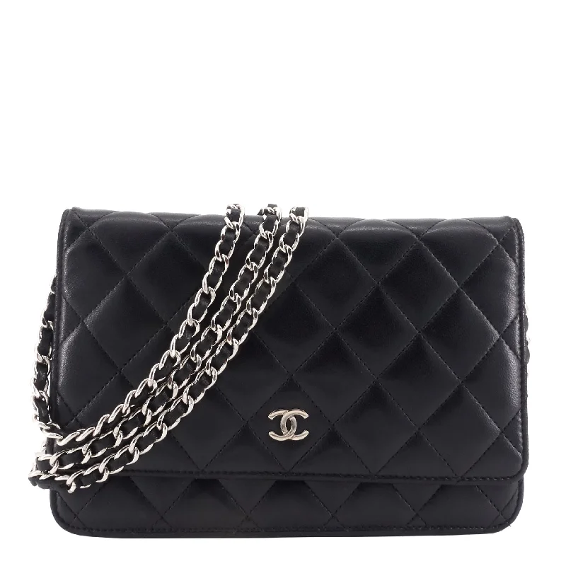 Chanel bags with iconic gold chainsLambskin Leather Wallet on Chain Bag