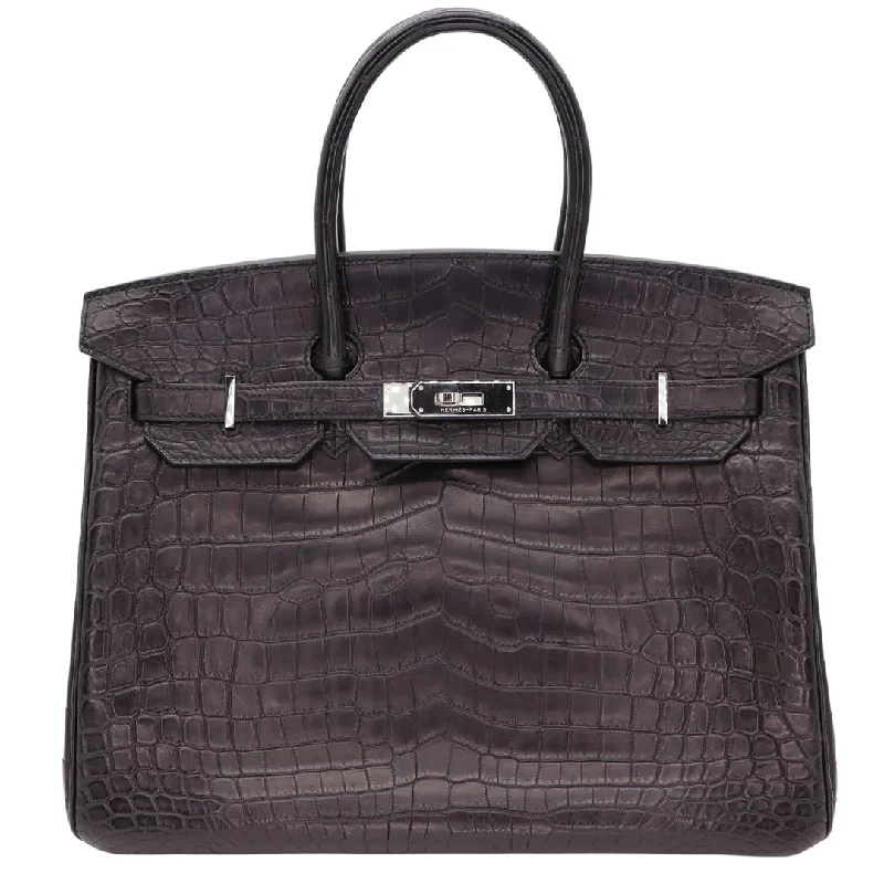 Hermès 35cm Birkin Black Matte Niloticus Crocodile Palladium Hardware