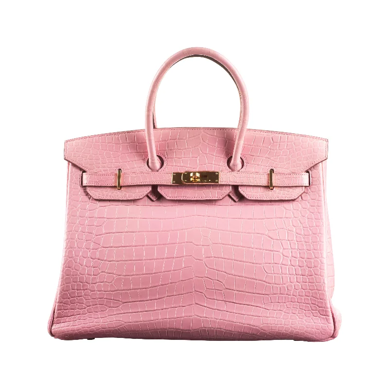 Hermès 35cm Birkin Bubblegum Matte Alligator Gold Hardware