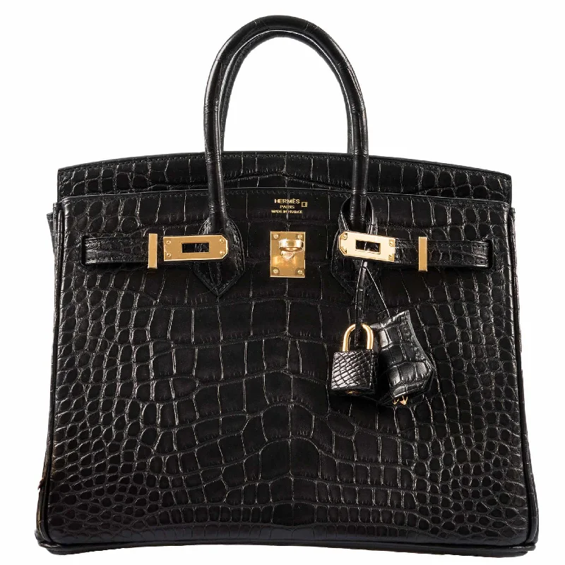 Hermès Birkin 25 Black Matte Alligator Gold Hardware