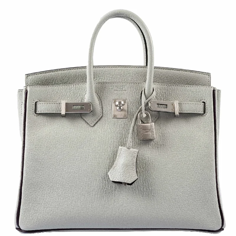 Hermès Birkin 25 HSS Bi-Color Gris Perle and Raisin Chevre Brushed Palladium Hardware - Special Edition