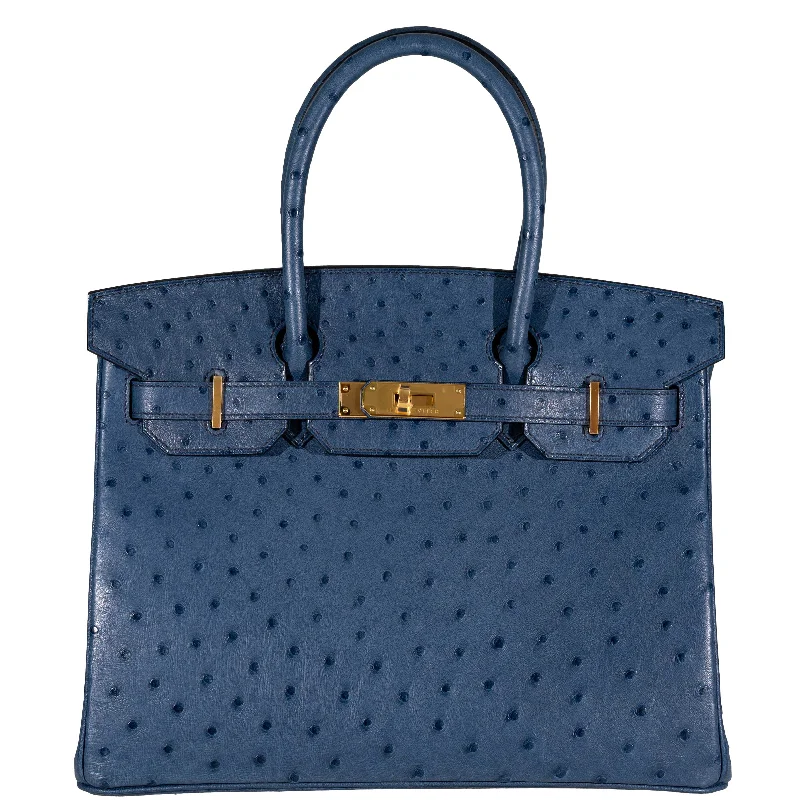 Hermès Birkin 30 Blue Roi Ostrich Gold Hardware - 2021, Z