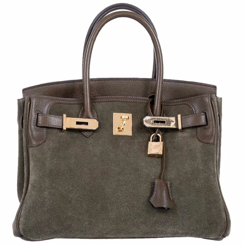 Hermès Birkin 30 Grizzly Vert de Gris Suede & Veau Swift Permabrass Hardware - Special Edition