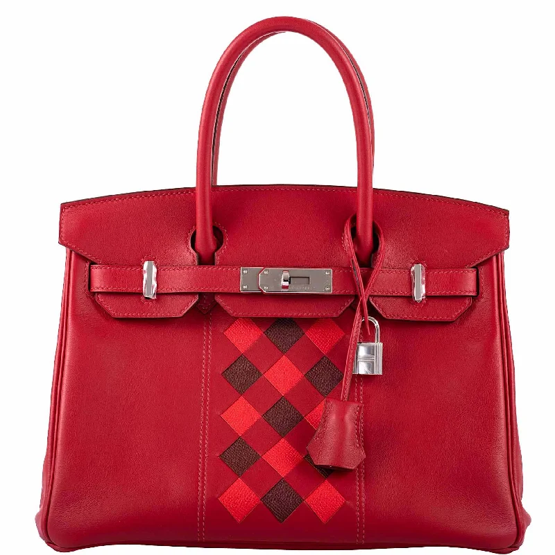 Hermès Birkin 30 Tressage Rouge de Coeur Rouge H Swift & Epsom Palladium Hardware