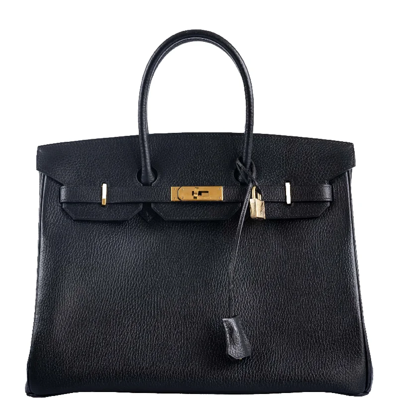 Hermès Birkin 35 Black Ardennes Gold Hardware