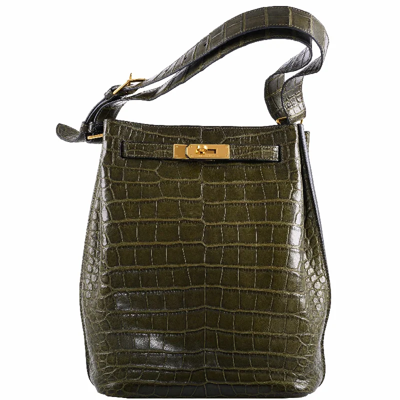 Hermès So Kelly 22 Matte Vert Veronese Alligator Gold Hardware - 2012, P Square