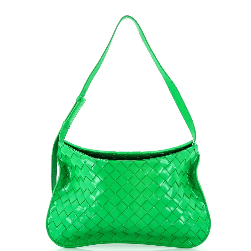 Fold Over Flap Hobo Intrecciato Patent Small